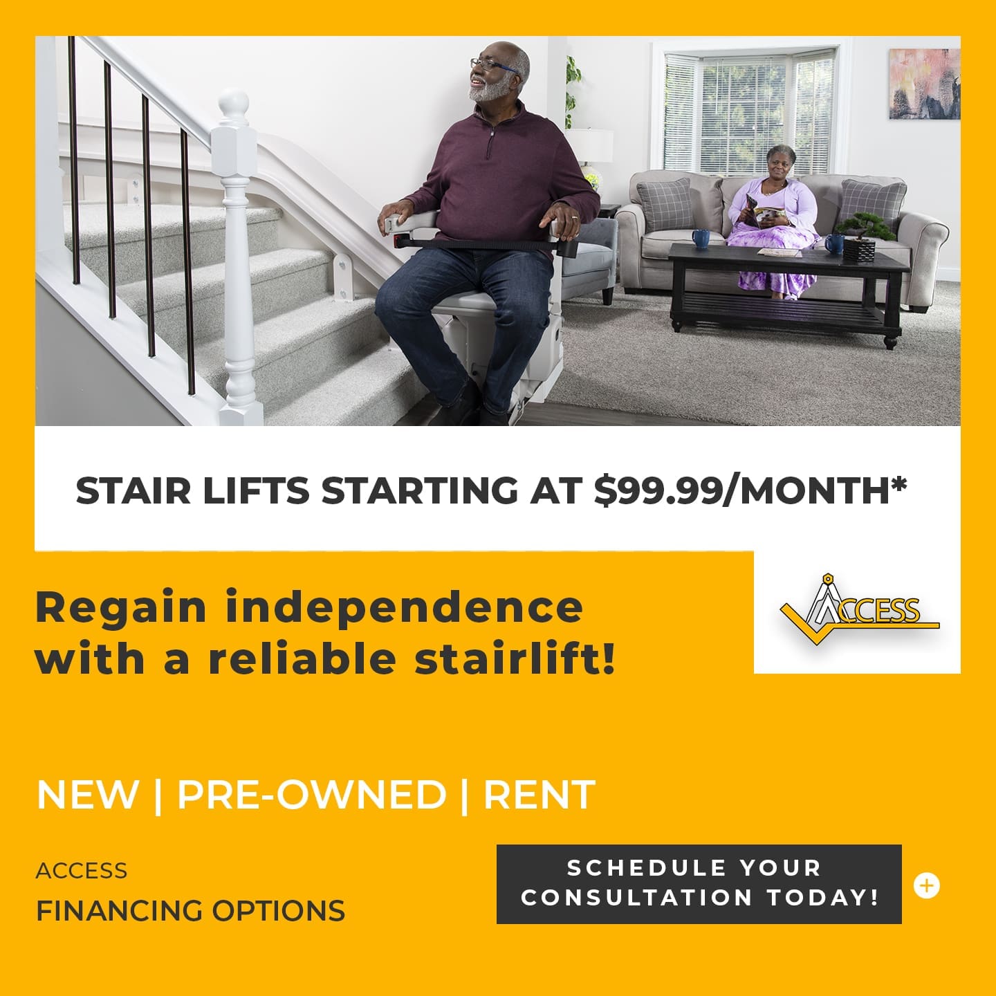 New and Used Stairlifts Starting at 99 Dollars a Month