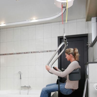 SureHands Fixed Ceiling Lift with Body Support allows Independent Transfers Throughout Home
